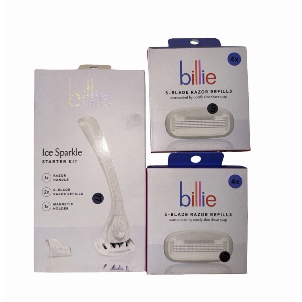 Billie Razor Starter Pack And Extra Blades Ice Sparkle NEW IN BOX
